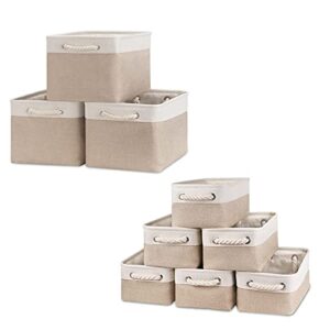 bidtakay baskets set fabric storage bins-beige bundled baskets of 3 medium baskets 15″ x 11″ x 9.5″ + 6 small baskets 11.8″ x 7.8″ x 5″ for organizing, closets