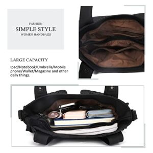 Purses and Handbags for Women Large Hobo Shoulder Bags Soft PU Leather Multi-Pocket Tote Bag (Black)