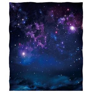 mimihome galaxy throw blanket, outer space universe warm fleece blanket for sofa couch bed, 80×58 inch