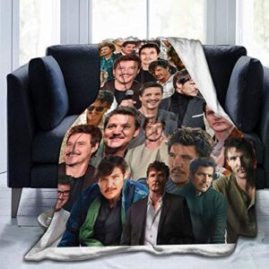 pedro pascal photo collage soft and comfortable warm fleece blanket for sofa,office bed car camp couch cozy plush throw blankets beach blankets (50″x40″)