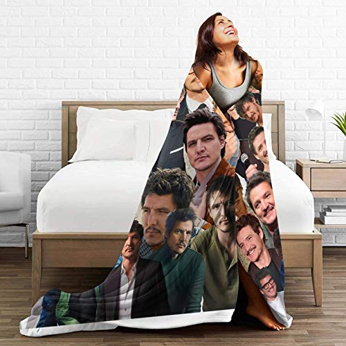 Pedro Pascal Photo Collage Soft and Comfortable Warm Fleece Blanket for Sofa,Office Bed car Camp Couch Cozy Plush Throw Blankets Beach Blankets (50"x40")
