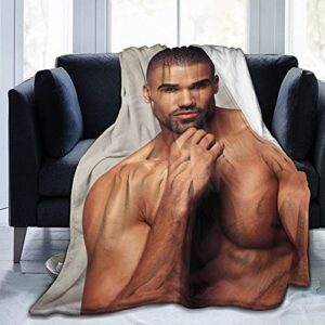 shemar moore soft and comfortable warm fleece blanket for sofa,office bed car camp couch cozy plush throw blankets beach blankets … (black, 60″x50″)