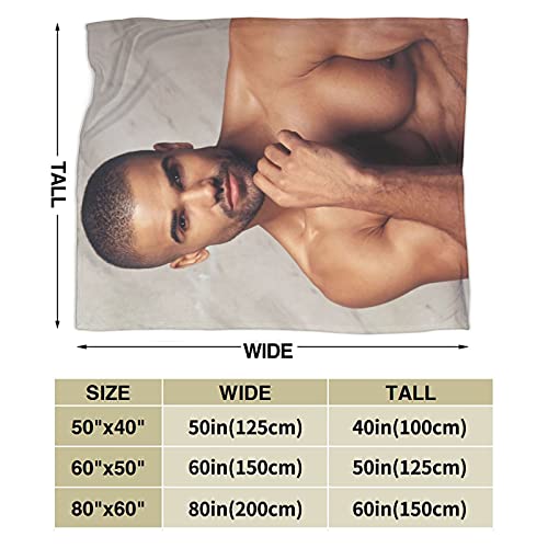 Shemar Moore Soft and Comfortable Warm Fleece Blanket for Sofa,Office Bed car Camp Couch Cozy Plush Throw Blankets Beach Blankets … (Black, 60"x50")