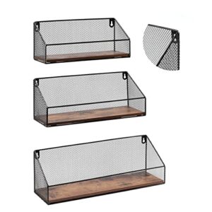 hoikwo 3 pack mesh wall floating shelves, for bathroom laundry room bedroom living room kitchen and office