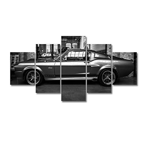 HD Printed Car Art Painting 5P Wall Decor FORD MUSTANG GT500 ELEANOR CANVAS SET Canvas Decor Painting (12x16x2 12x24x2 12x32,Unframed)