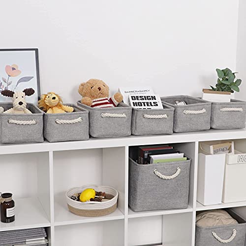 Bidtakay Baskets Set Fabric Storage Bins-Grey Bundled Baskets of 3 Medium Baskets 15" X 11" X 9.5" + 6 Small Baskets 11.8" X 7.8" X 5" for Shelves, Organizing