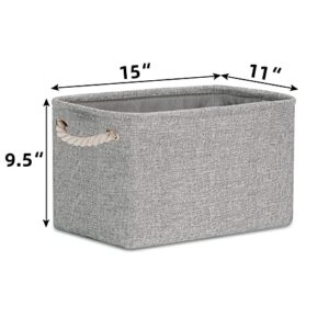 Bidtakay Baskets Set Fabric Storage Bins-Grey Bundled Baskets of 3 Medium Baskets 15" X 11" X 9.5" + 6 Small Baskets 11.8" X 7.8" X 5" for Shelves, Organizing