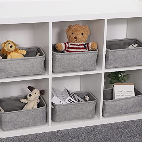 Bidtakay Baskets Set Fabric Storage Bins-Grey Bundled Baskets of 3 Medium Baskets 15" X 11" X 9.5" + 6 Small Baskets 11.8" X 7.8" X 5" for Shelves, Organizing