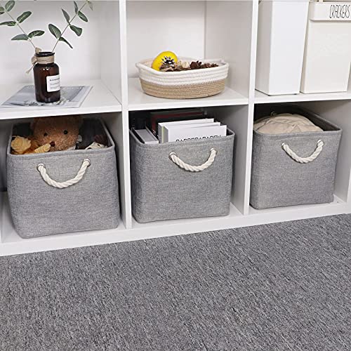 Bidtakay Baskets Set Fabric Storage Bins-Grey Bundled Baskets of 3 Medium Baskets 15" X 11" X 9.5" + 6 Small Baskets 11.8" X 7.8" X 5" for Shelves, Organizing