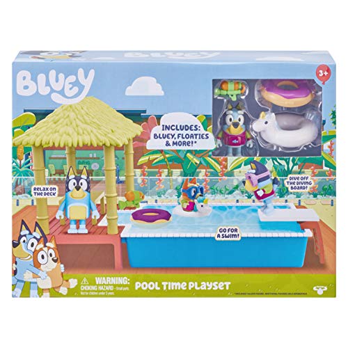 Bluey Pool Playset and Figure, 2.5-3 inch Articulated Figure and Accessories