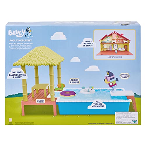 Bluey Pool Playset and Figure, 2.5-3 inch Articulated Figure and Accessories