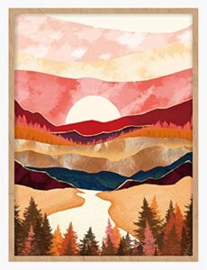 yumknow abstract nature wall art – boho wall art for bedroom wall decor for living room pictures for wall prints, unframed 16×20 inch, mountain decor, sunset wall art, moon poster,modern fall wall art