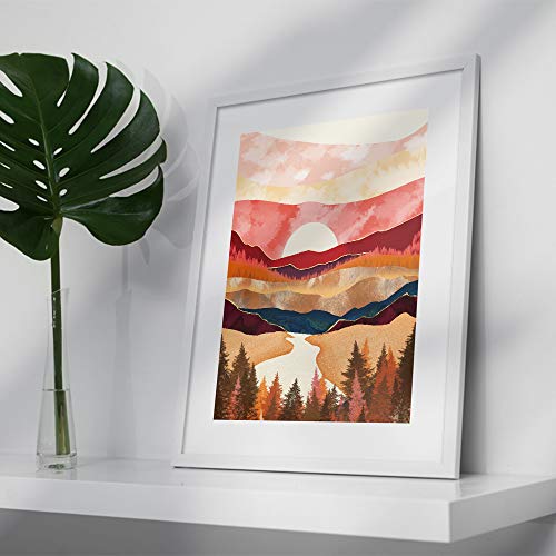 Yumknow Abstract Nature Wall Art - Boho Wall Art for Bedroom Wall Decor for Living Room Pictures for Wall Prints, Unframed 16x20 inch, Mountain Decor, Sunset Wall Art, Moon Poster,Modern Fall Wall Art