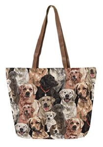 signare tapestry shoulder bag tote bag for women with labrador dog design (shou-lab)