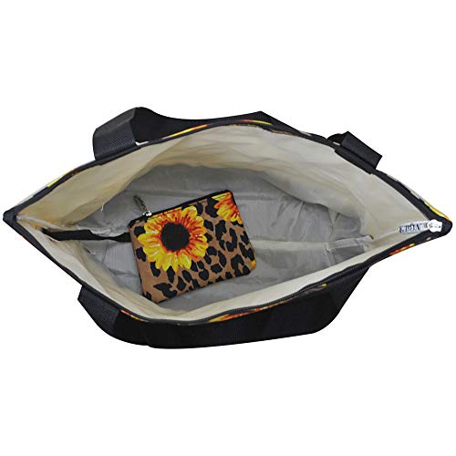 NGIL Canvas Tote Bag with Matching Coin Purse (Leopard Sunflower-Black)