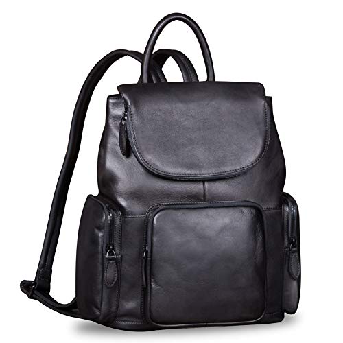 Leather Backpack for Women Vintage Handmade Casual Rucksack Satchel (Darkgray)