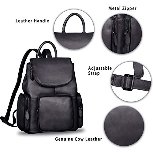 Leather Backpack for Women Vintage Handmade Casual Rucksack Satchel (Darkgray)