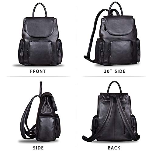 Leather Backpack for Women Vintage Handmade Casual Rucksack Satchel (Darkgray)