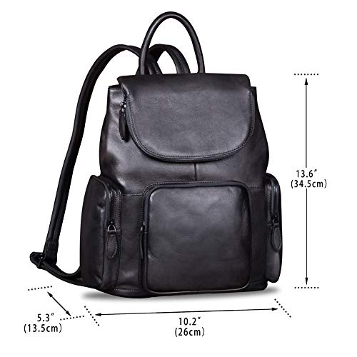 Leather Backpack for Women Vintage Handmade Casual Rucksack Satchel (Darkgray)