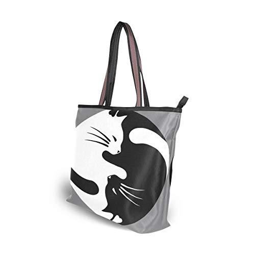 QMXO Yinyang Tai Chi Cat Handbags and Purse for Women Tote Bag Large Capacity Top Handle Shopper Shoulder Bag