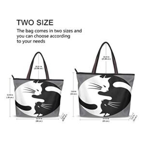 QMXO Yinyang Tai Chi Cat Handbags and Purse for Women Tote Bag Large Capacity Top Handle Shopper Shoulder Bag