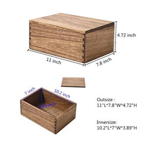 Kirigen Wood Stash Box with Lid - Decorative Boxes for Crafts, Sewing, Keepsake, Memory - Wooden DIY Storage Box Stash Jewelry - Wooden Boxes for Home Office Storage Dark Brown (SNH-DBR)