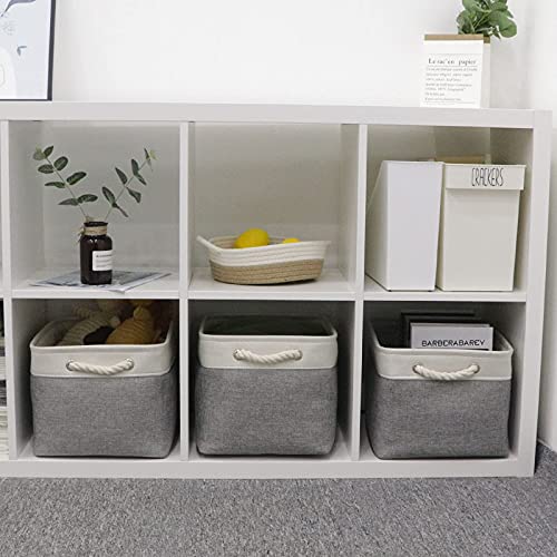 Bidtakay Baskets Set Fabric Storage Bins-White&Grey Bundled Baskets of 3 Medium Baskets 15" X 11" X 9.5" + 6 Small Baskets 11.8" X 7.8" X 5"