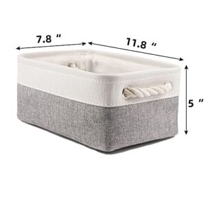 Bidtakay Baskets Set Fabric Storage Bins-White&Grey Bundled Baskets of 3 Medium Baskets 15" X 11" X 9.5" + 6 Small Baskets 11.8" X 7.8" X 5"