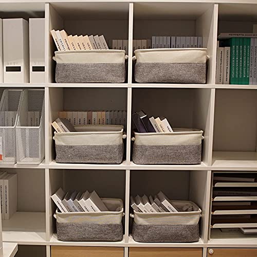 Bidtakay Baskets Set Fabric Storage Bins-White&Grey Bundled Baskets of 3 Medium Baskets 15" X 11" X 9.5" + 6 Small Baskets 11.8" X 7.8" X 5"