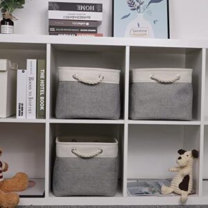 Bidtakay Baskets Set Fabric Storage Bins-White&Grey Bundled Baskets of 3 Medium Baskets 15" X 11" X 9.5" + 6 Small Baskets 11.8" X 7.8" X 5"