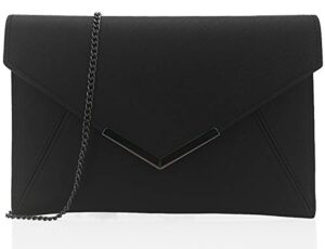 dexmay women envelope clutch handbag medium saffiano leather foldover clutch purse black