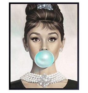 breakfast at tiffany’s – audrey hepburn wall art – tiffany blue audrey hepburn poster – holly golightly – glam wall art – vintage movie poster – gift for women, her, wife, woman – pop art wall decor