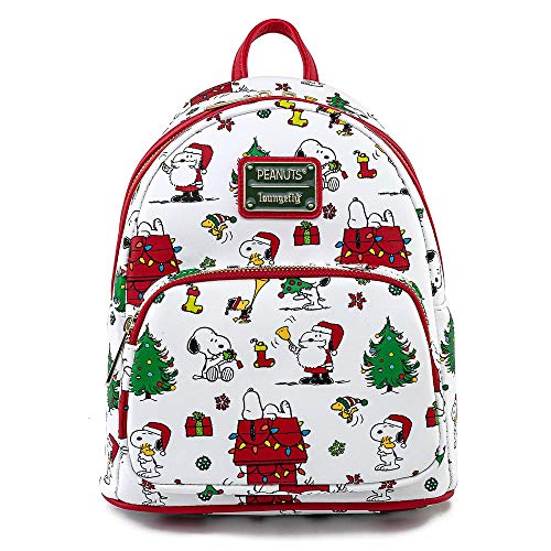 Loungefly Peanuts Snoopy Holiday AOP Adult Womens Double Strap Shoulder Bag Purse