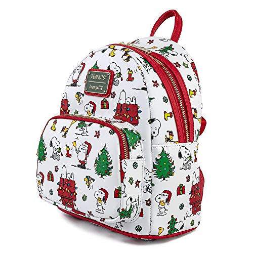 Loungefly Peanuts Snoopy Holiday AOP Adult Womens Double Strap Shoulder Bag Purse