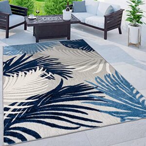 rugshop lucca contemporary floral indoor/outdoor area rug 5′ x 7′ navy