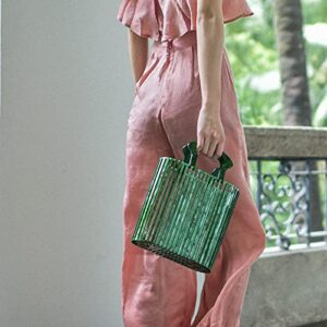 sorozien Women Acrylic Handbag Clutch Beach Bag Handmade Tote Ark Bag Top Handle Bags Fashion Party Clutch Purse (Pearlescent Green)