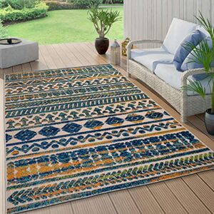 rugshop modern stripes geometric indoor/outdoor area rug 5′ x 7′ multi