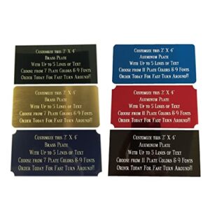 custom personalized engraved brass / aluminum name plate plaque art label tag gift trophy 2×4 / 3×6 inch