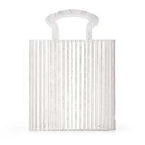 sorozien women acrylic handbag clutch beach bag handmade tote ark bag top handle bags fashion party clutch purse (pearlescent white)