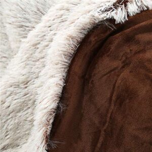 YOU SA New Creative Design Fluffy Shaggy Faux Fur Blanket Ultra Plush Decorative Throw Blanket (Coffee Based,51''x63'')