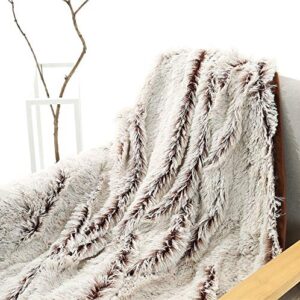 YOU SA New Creative Design Fluffy Shaggy Faux Fur Blanket Ultra Plush Decorative Throw Blanket (Coffee Based,51''x63'')