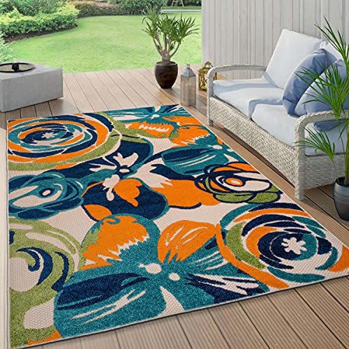 Rugshop Ravenna Modern Large Floral Flowers Indoor/Outdoor Area Rug 7'10" x 10' Multi