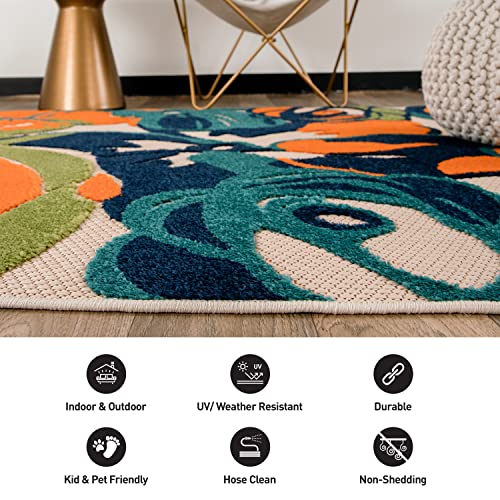 Rugshop Ravenna Modern Large Floral Flowers Indoor/Outdoor Area Rug 7'10" x 10' Multi