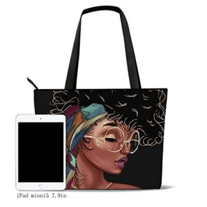 Women Tote Bag Shoulder Handbag African American Melanin Poppin Oxford Large Capacity Work Fit