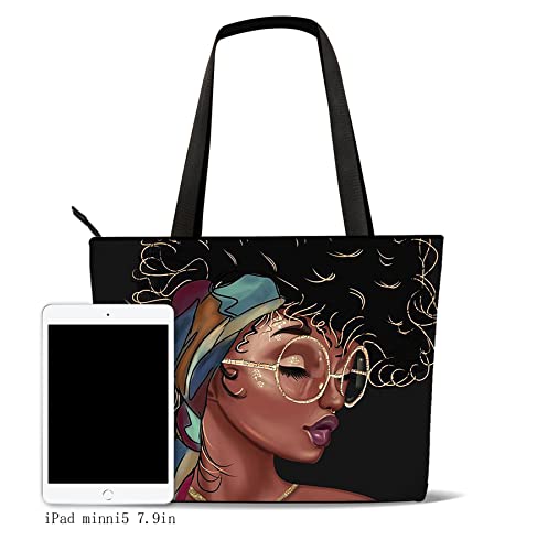 Women Tote Bag Shoulder Handbag African American Melanin Poppin Oxford Large Capacity Work Fit