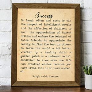 "Success-To Laugh Often and Much"-Ralph Waldo Emerson Poem Page Print- 8 x 10" Poetic Wall Art. Distressed Parchment Print-Ready To Frame. Home-Office-Study-School Decor. Great Gift for Poetry Fans!