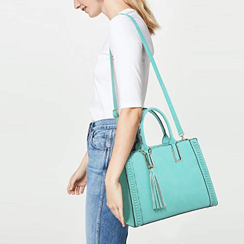 Dasein Purses Handbags for Women Satchel Vegan Leather Shoulder Bags Work Tote for Ladies with Matching Clutch (Turquoise)