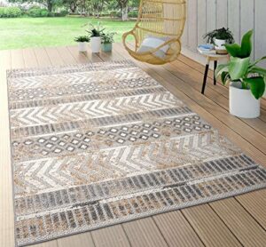 rugshop distressed geometric indoor/outdoor area rug 5′ x 7′ beige
