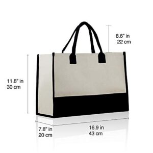 VANESSA ROSELLA Monogram Tote Bag with 100% Cotton Canvas and a Chic Personalized Monogram (Black Block Letter - M)