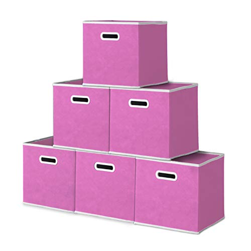   11" Fabric  Storage Bin (pack of 6) (Pink)